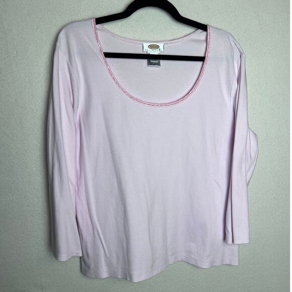 Talbots Intimates Women Long Sleeve Light Pink Sequin Lined Scoop Neck Size XL - Picture 1 of 6